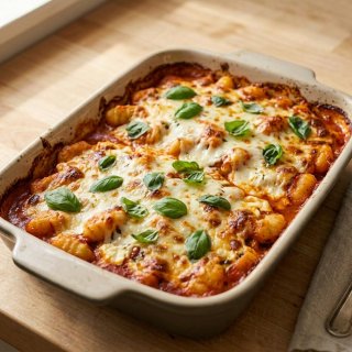 Gnocchi-Auflauf mit Frischkäse, Tomate & Mozzarell