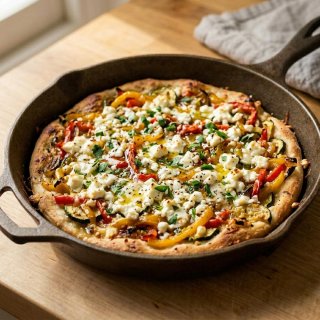 Ofenpfannkuchen mit Paprika, Zucchini & Feta