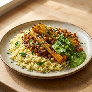Sellerie-Tandoori aus dem Ofen mit Kichererbsen, Z