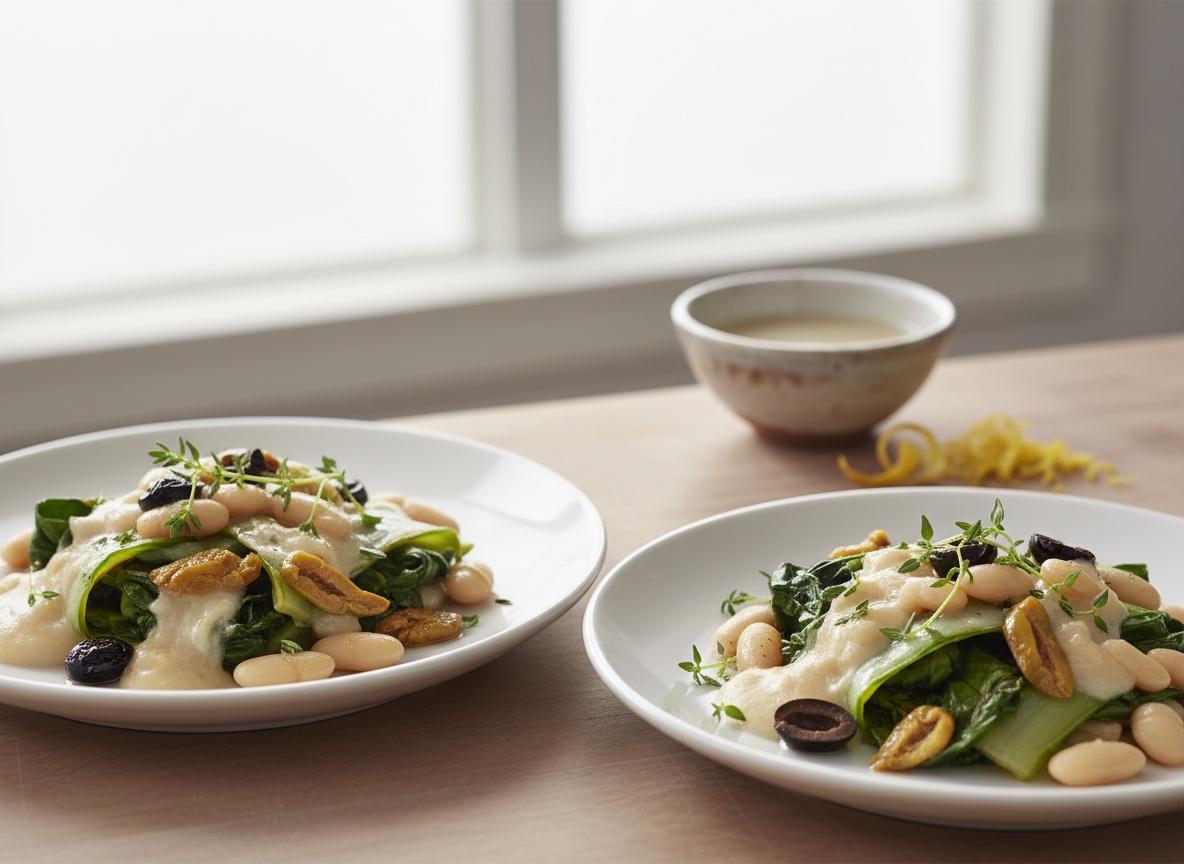 Mangold mit Oliven und weißen Bohnen