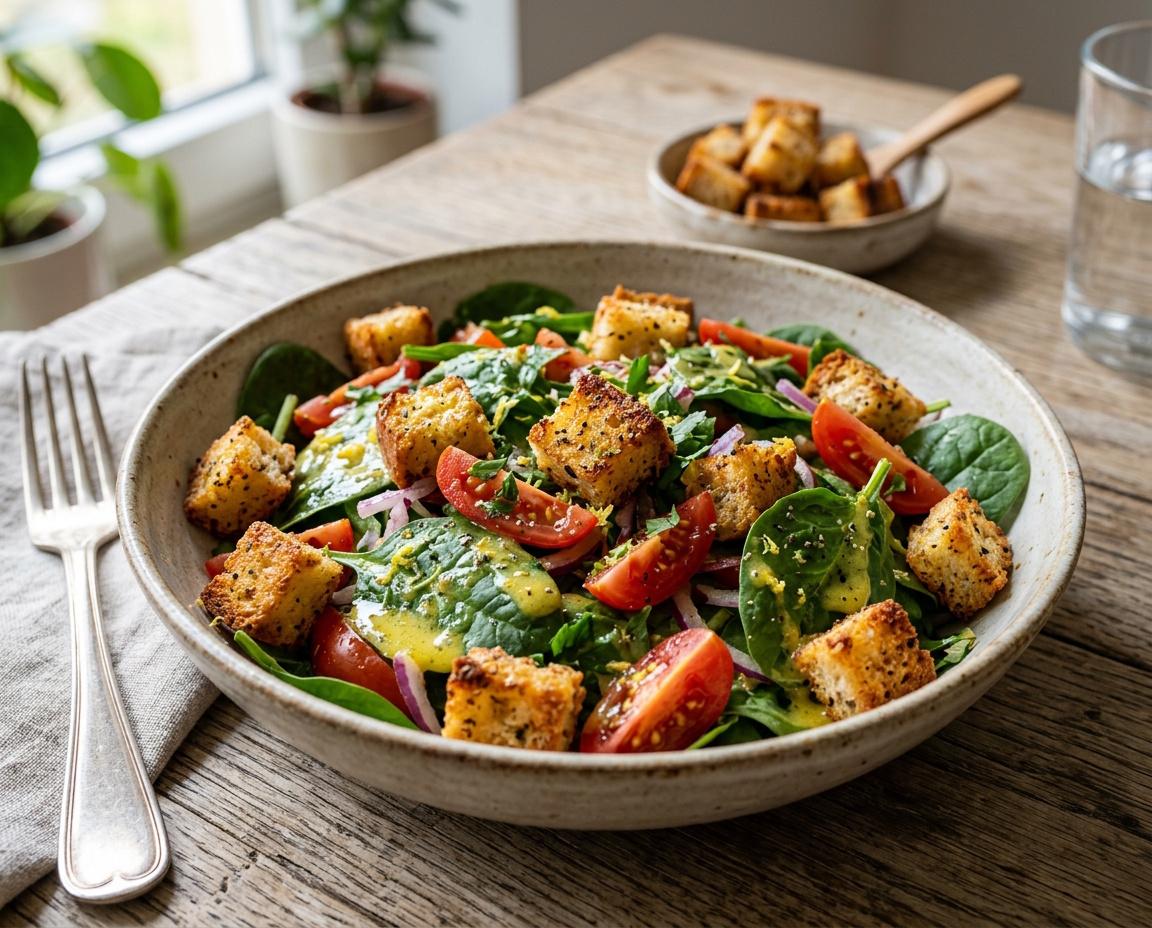 Babyspinat-Brot-Salat