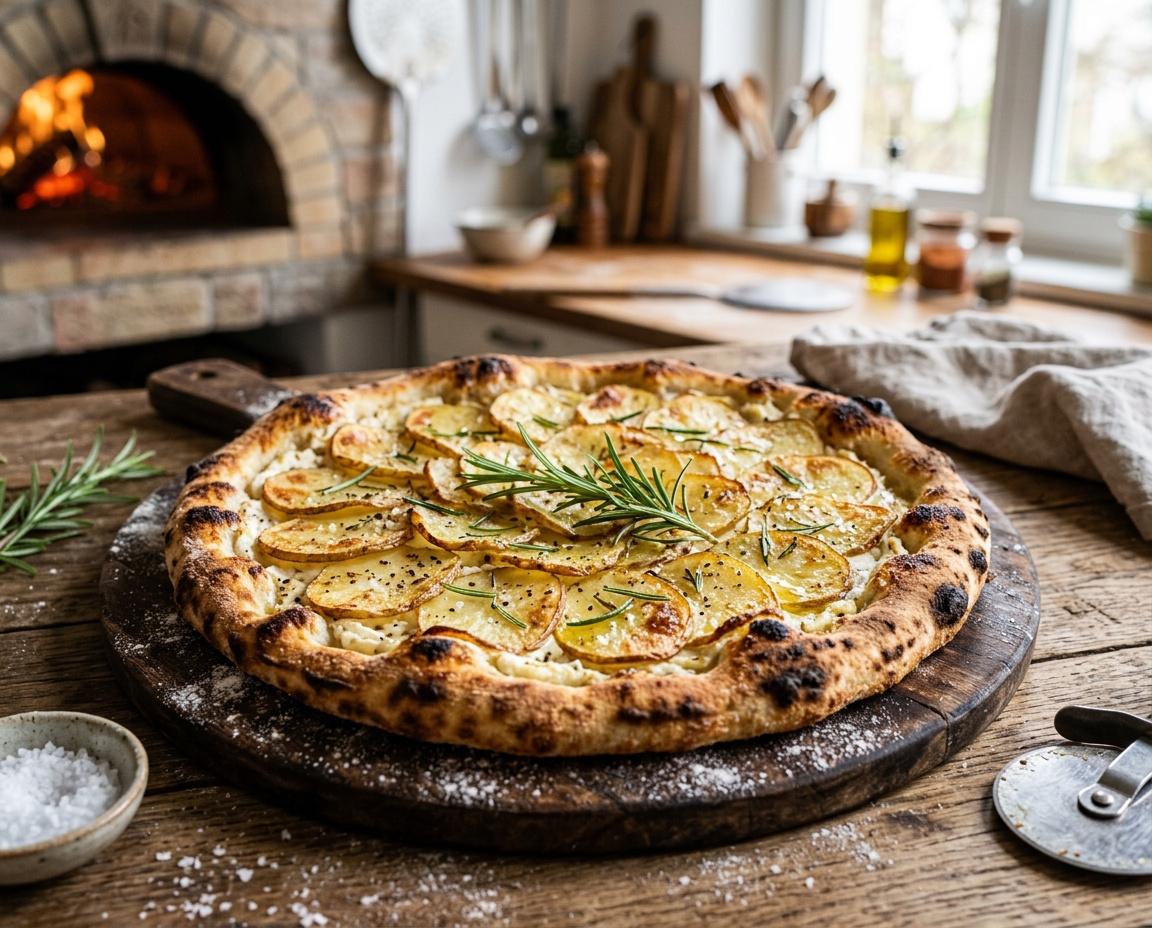Kartoffelpizza mit veganem Frischkäse