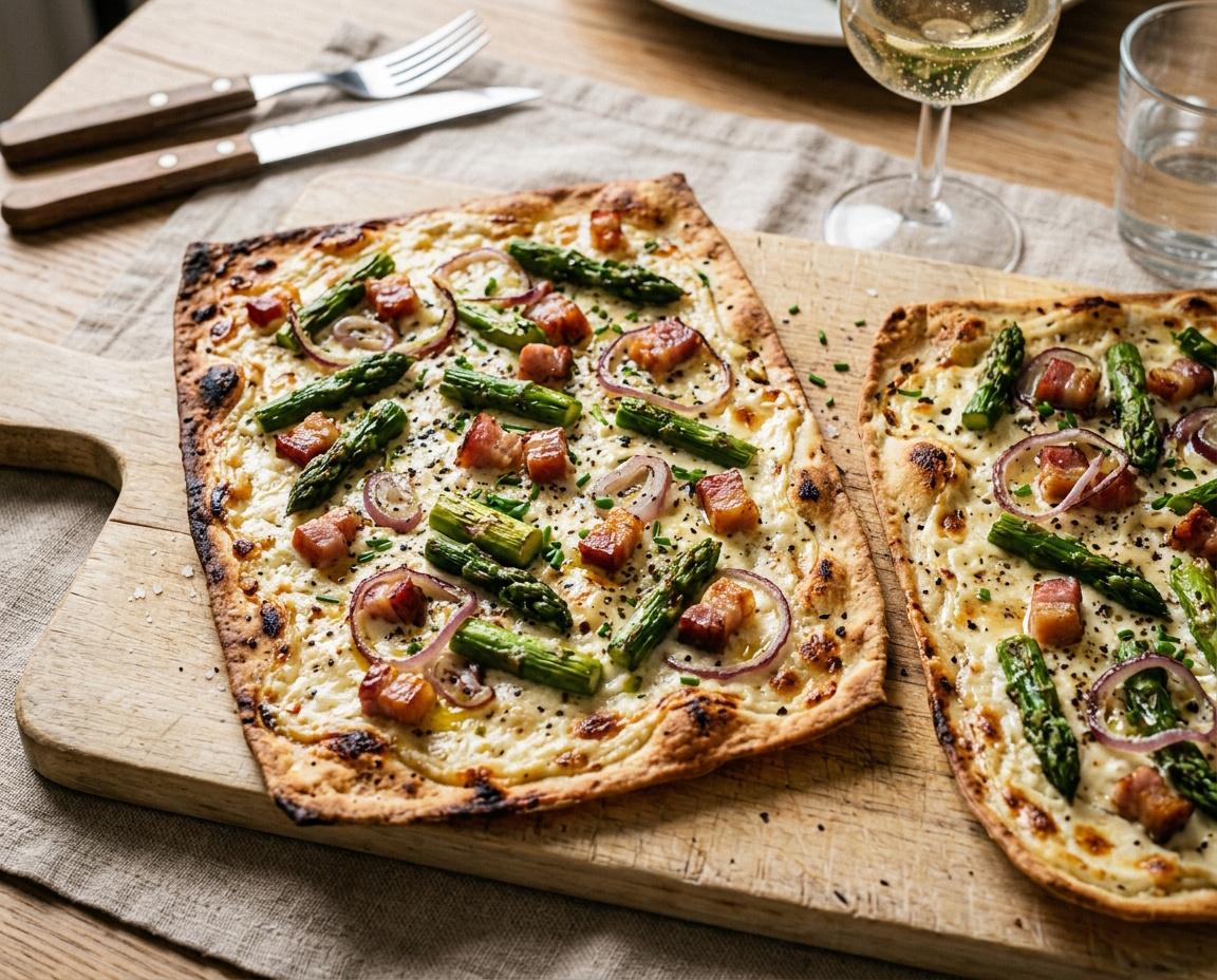 Flammkuchen mit Spargel & Speck