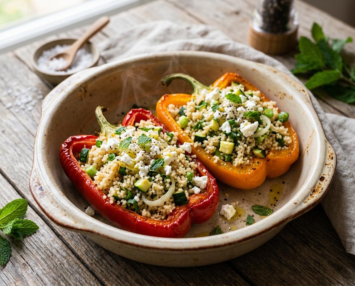 Gefüllte Paprika mit Couscous & Feta