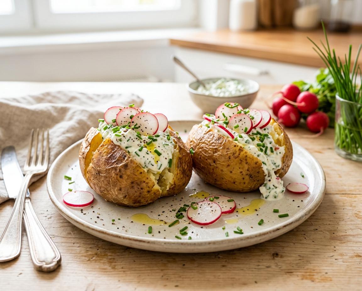Ofenkartoffeln mit Kräuterquark & Radieschen