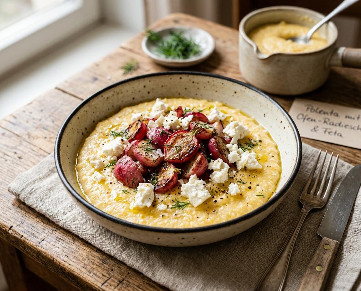 Polenta mit Ofen-Radieschen & Feta