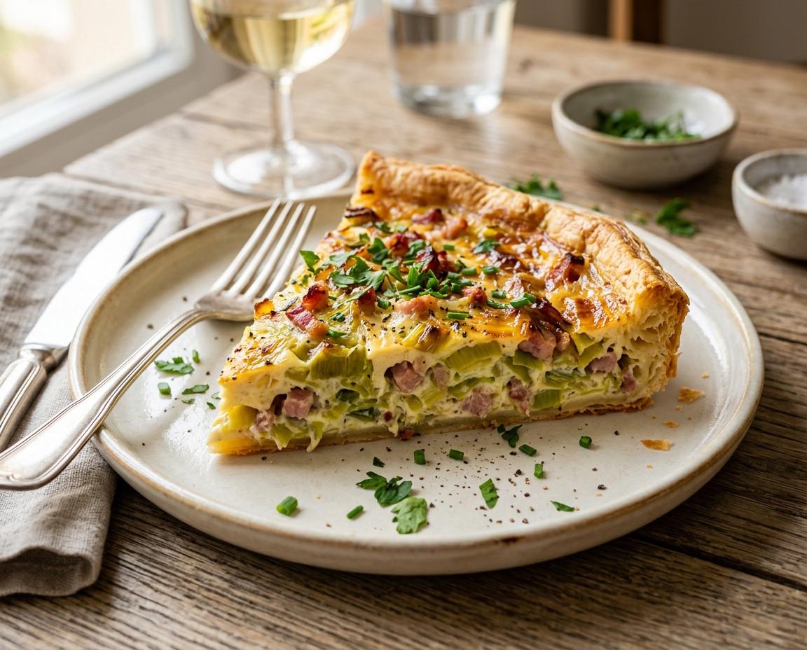 Porree-Tarte mit Speck