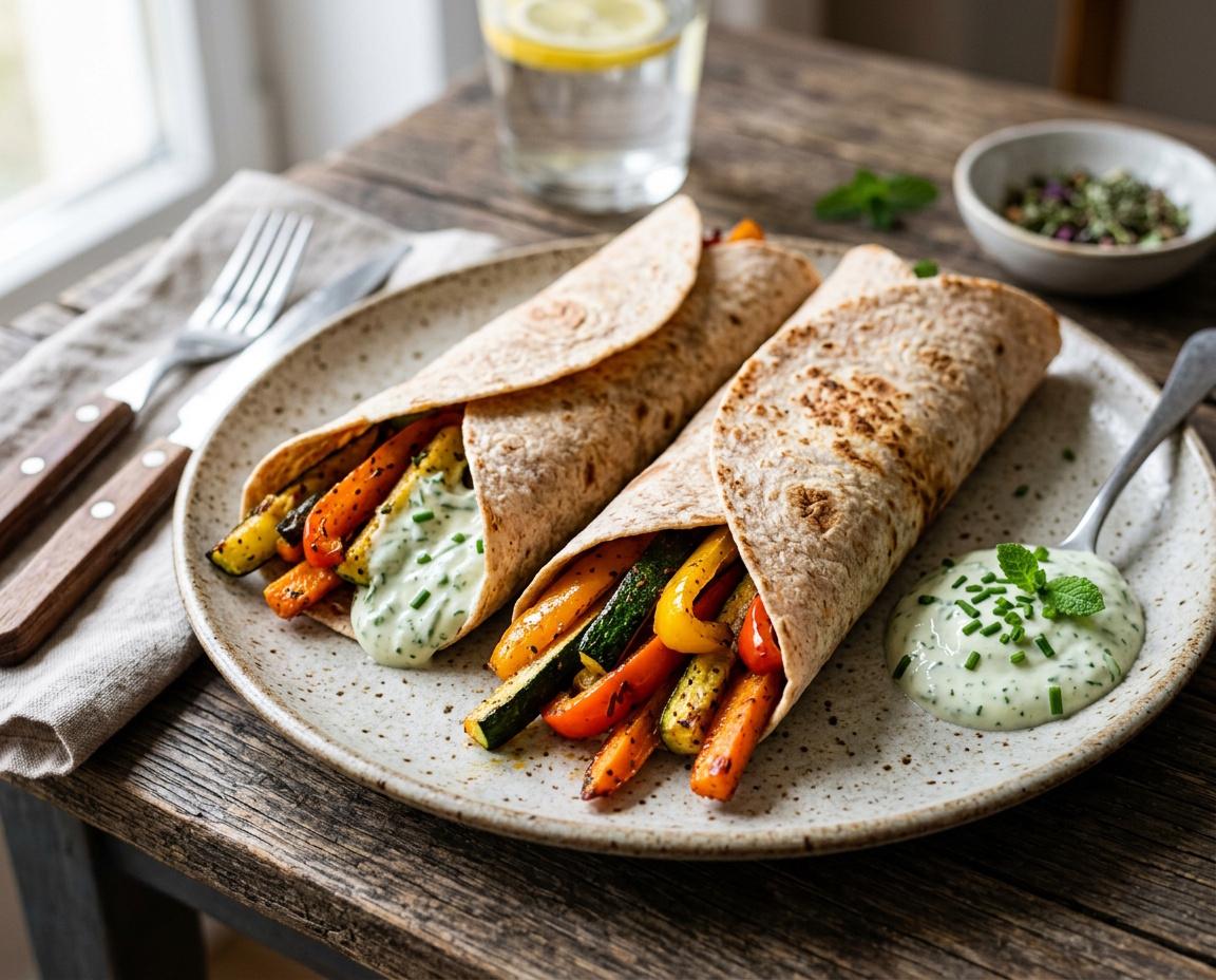 Wraps mit gebratenem Gemüse & Kräutercreme