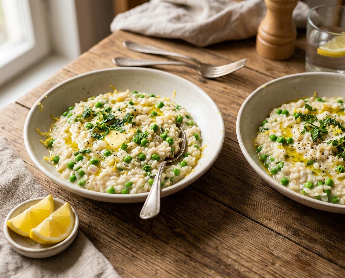 Erbsen-Minze-Risotto mit Zitrone