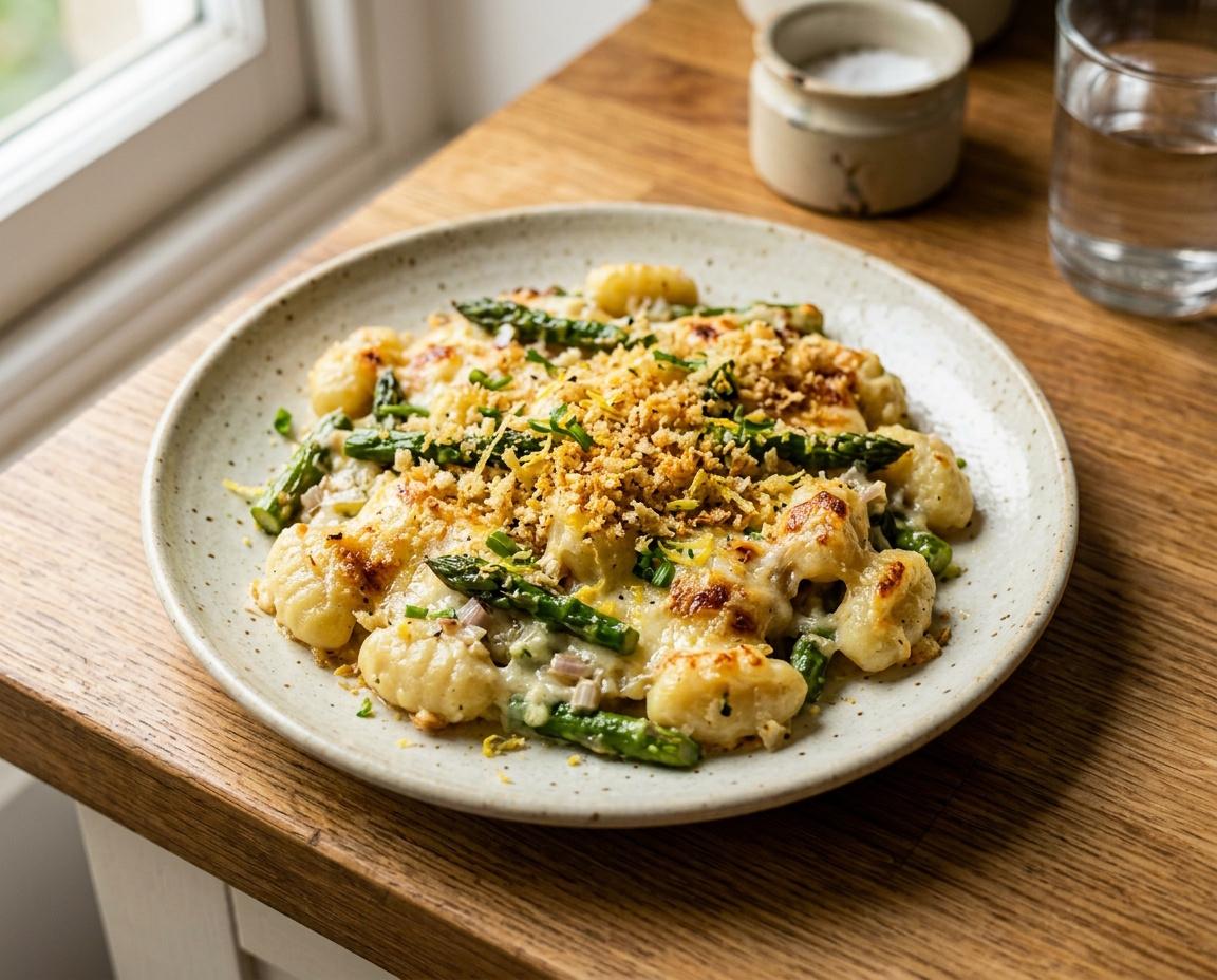 Gnocchi-Auflauf mit grünem Spargel & Frischkäse