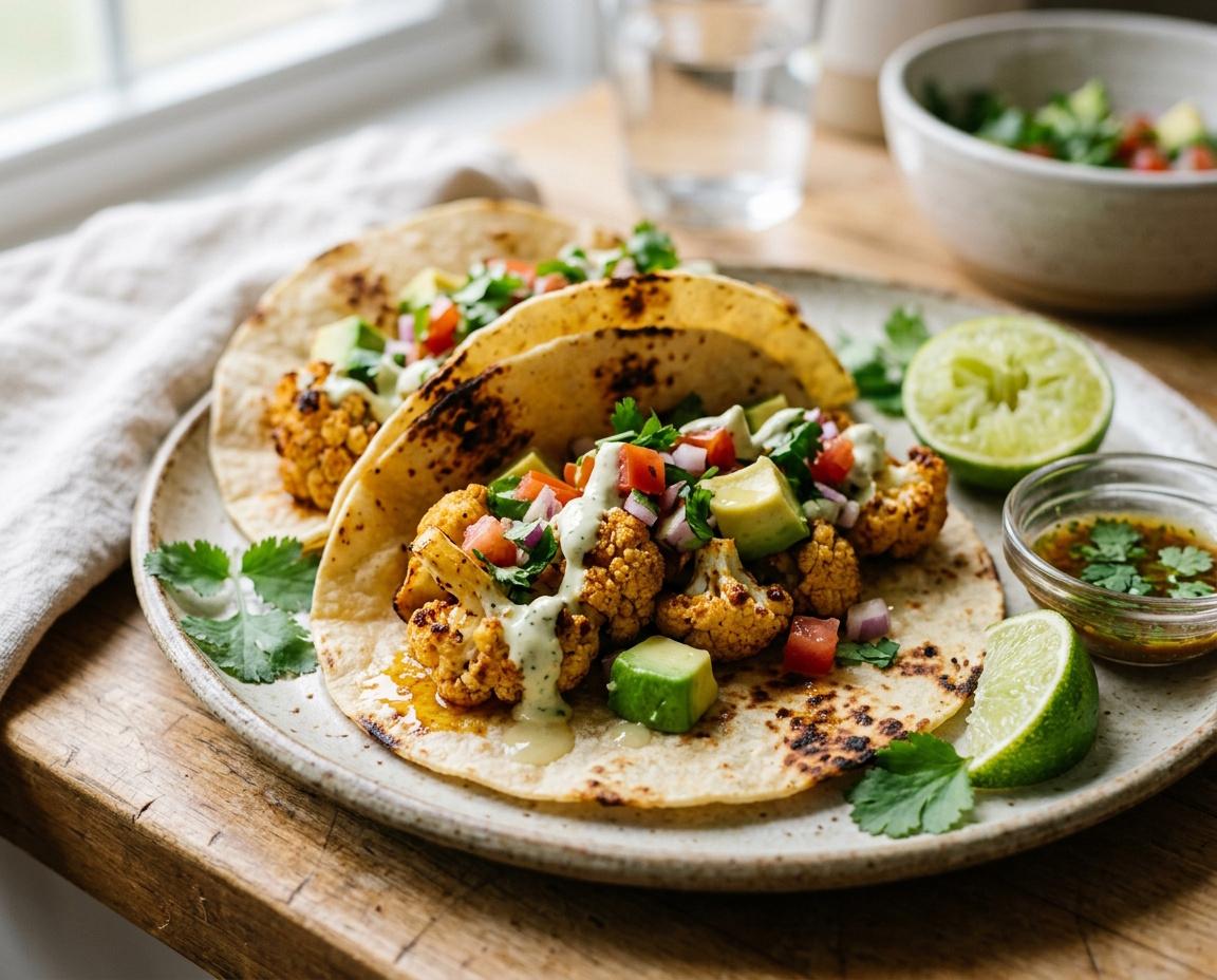 Ofen-Tacos mit geröstetem Blumenkohl & Avocado