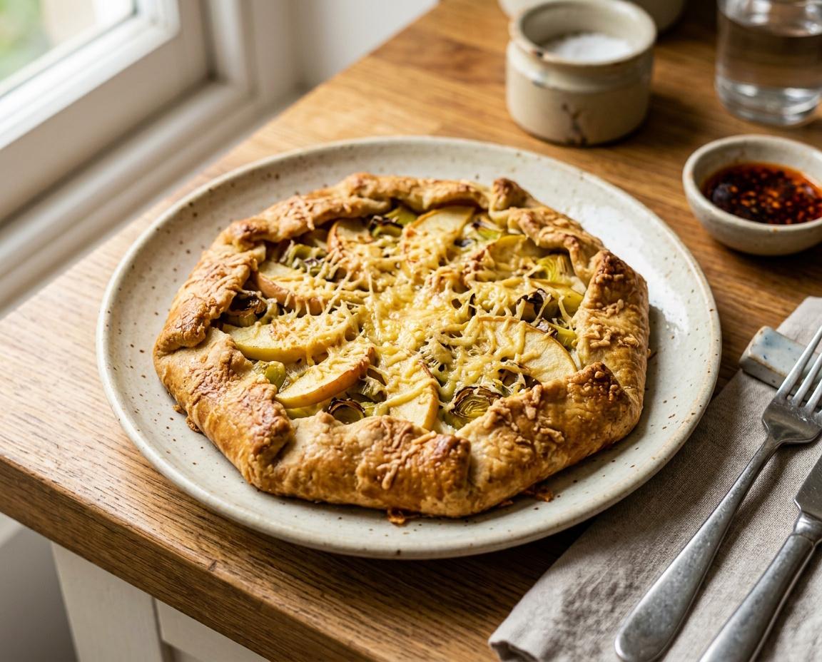 Porree-Bergkäse-Galette mit Apfel