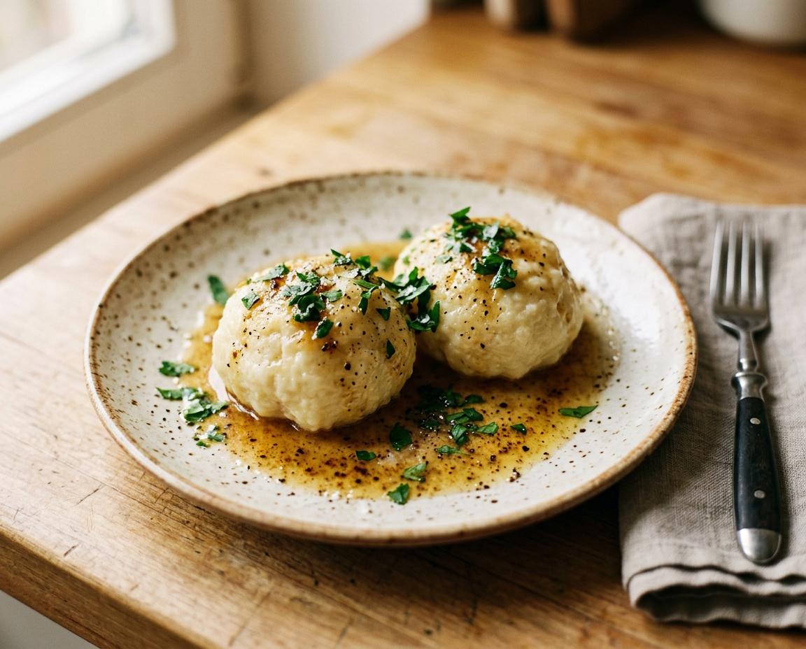 Quarkknödel mit Petersilie und gebräunter Butter