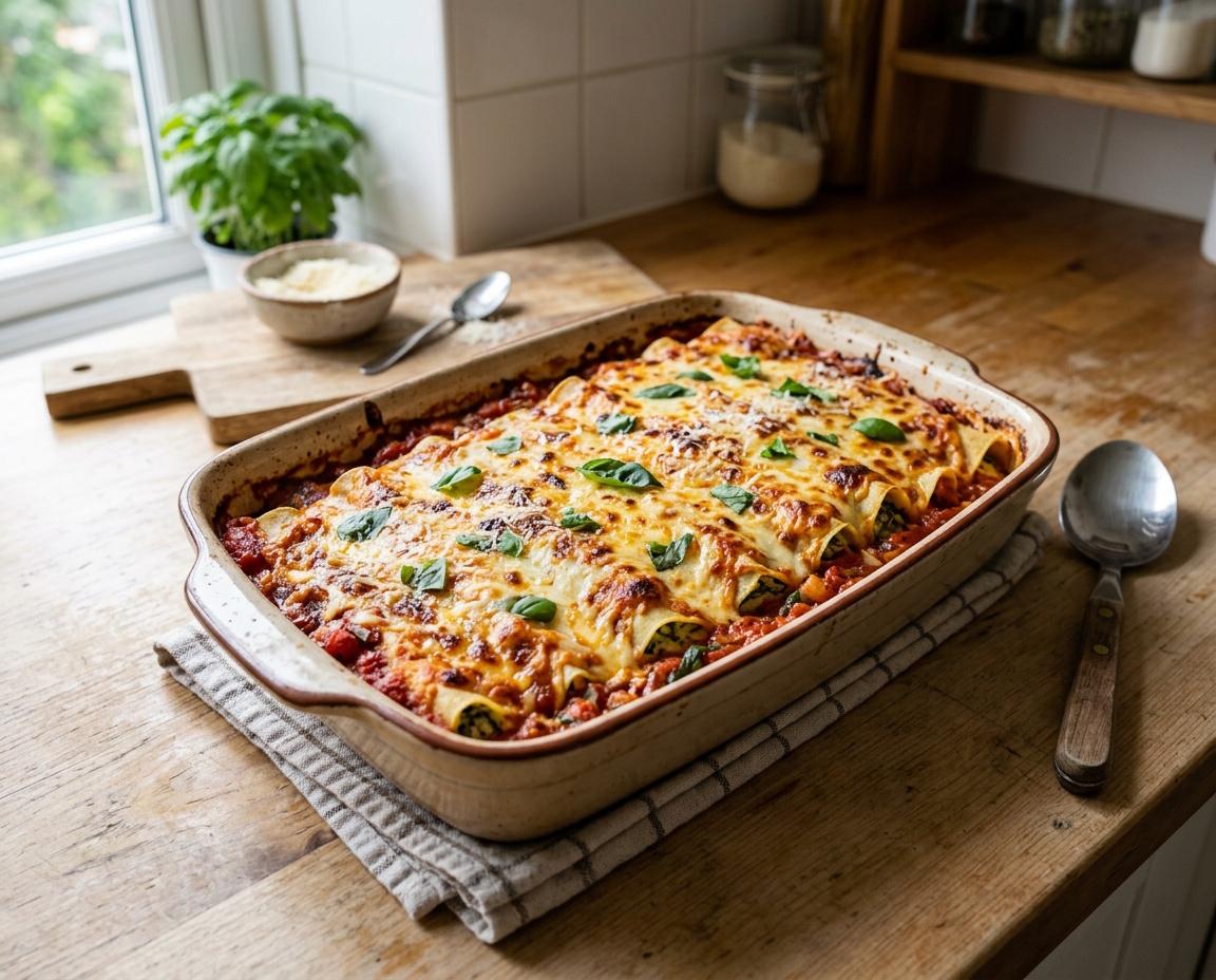 Spinat-Cannelloni aus dem OfenSpinat-Cannelloni aus dem Ofen