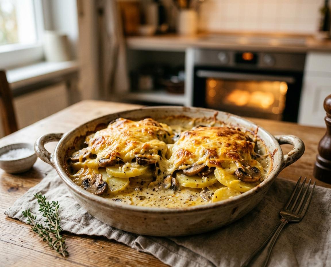 Überbackene Champignon-Kartoffeln