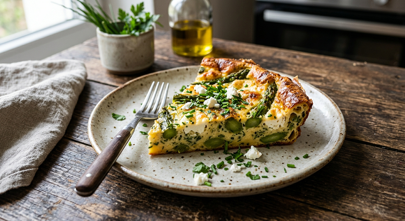 Grüne Spargelclafoutis mit Ziegenkäse