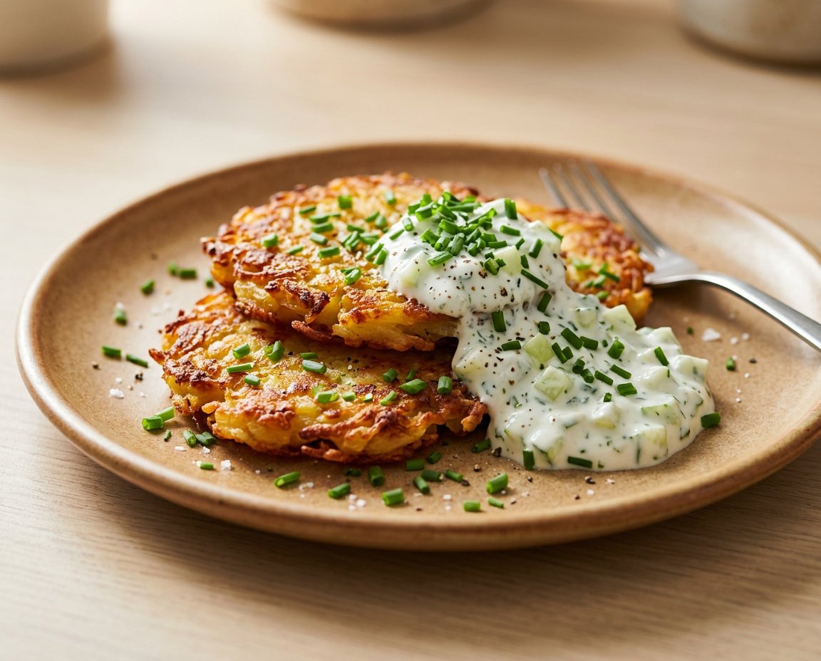 Kartoffelrösti mit Kräuterquark