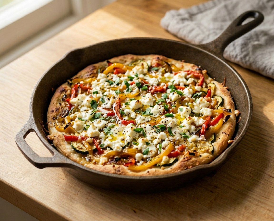 Ofenpfannkuchen mit Paprika, Zucchini und Feta