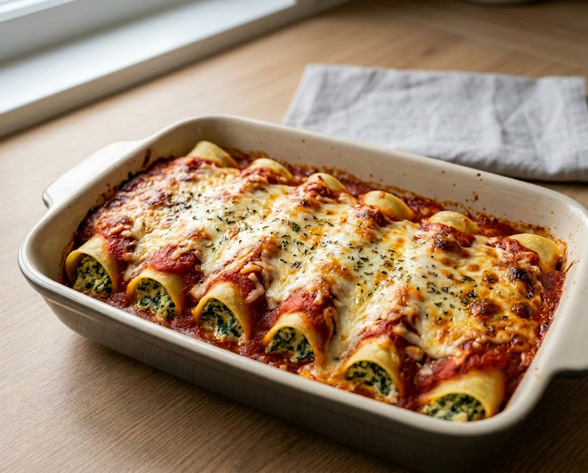 Spinat-Cannelloni mit Tomatensauce