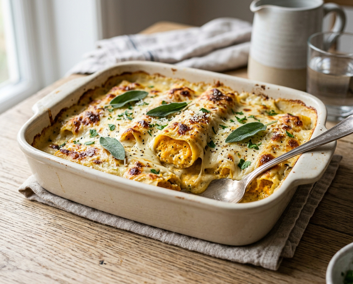 Kürbis-Ricotta-Cannelloni mit Salbeibéchamel