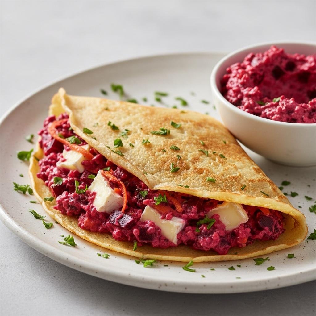 Crêpes mit roter Füllung