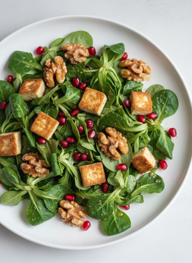 Feldsalat mit kandierten Walnüssen
