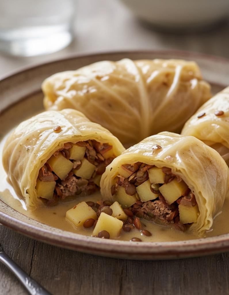 Kohlrouladen mit Kartoffel-Linsen-Füllung