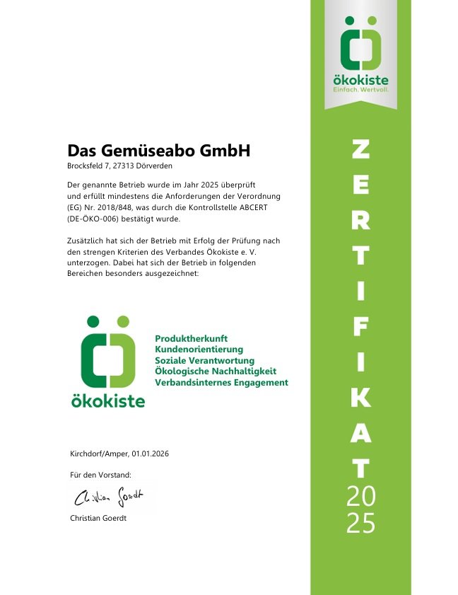 Zertifikat Ökokiste