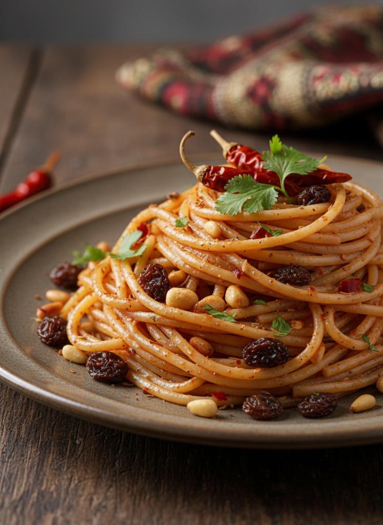 Orientalische Pasta mit Nüssen