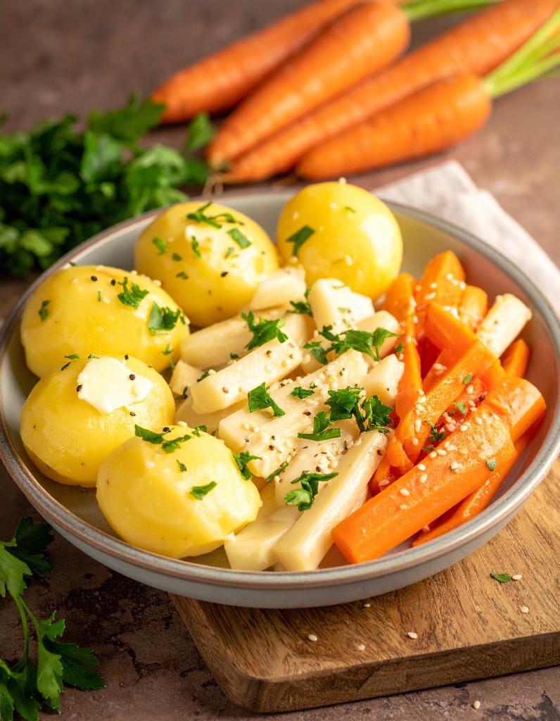 Pastinaken-Möhrengemüse mit Sesam