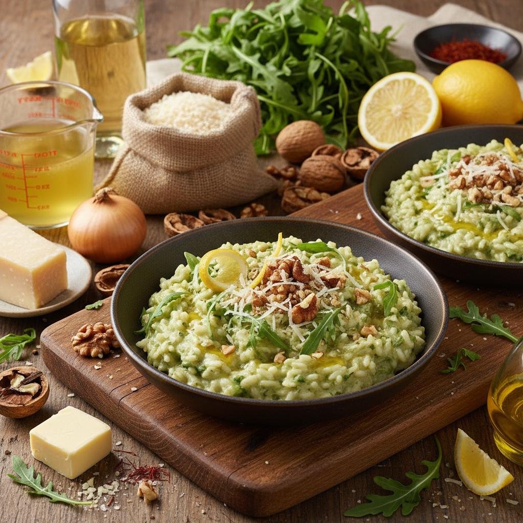 Rucola-Risotto mit Nüssen