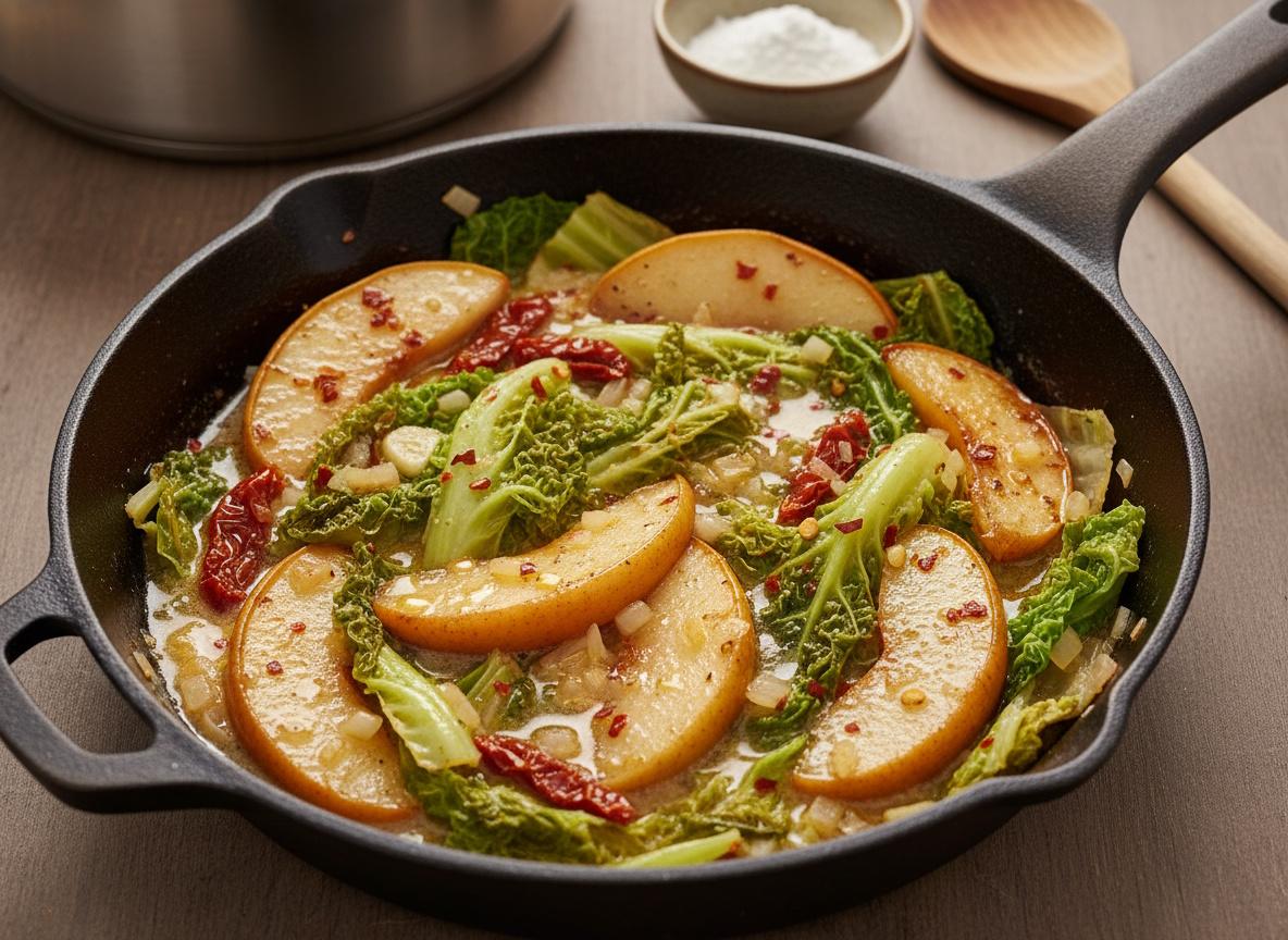 Wirsingpfanne mit Birnen