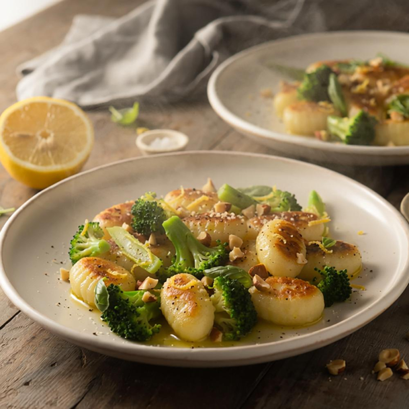 Gnocchi mit Brokkoli, Zitrone & Haselnüssen