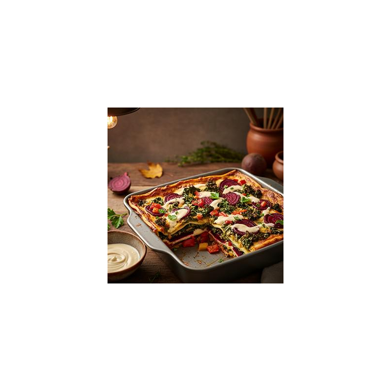 Bunte Winterlasagne mit Grünkohl & Roter Bete