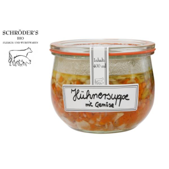 Hühnersuppe mit Gemüse im Weck-Glas