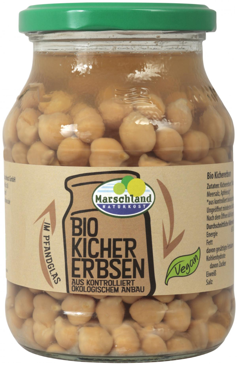 Kichererbsen, zubereitet im Pfandglas