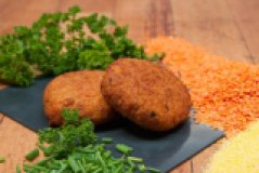 Rote Linse-Polenta Burger vegan (4 Stück)